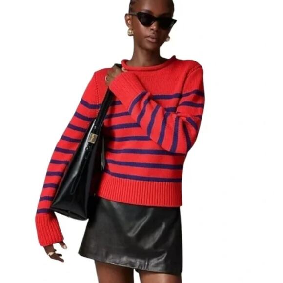 J. Crew Rollneck Red and Blue Striped  Sweater NWOT - Picture 1 of 9